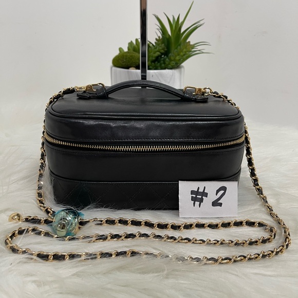Lambskin Vanity Cosmetic Case Black #2 - Picture 1 of 15